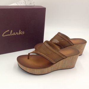Clarks Avaleen Ocean Platform Wedge Thong Sandal